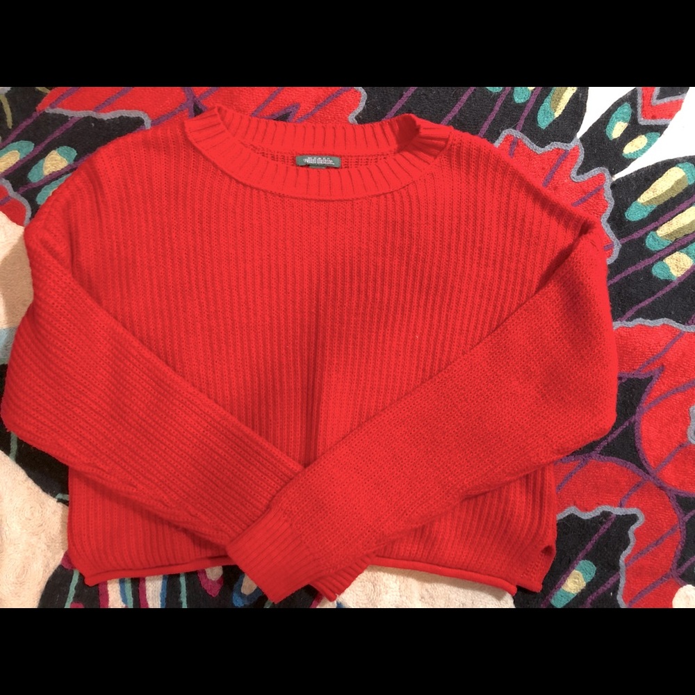Wild Fable cropped bright red loose fit sweater.